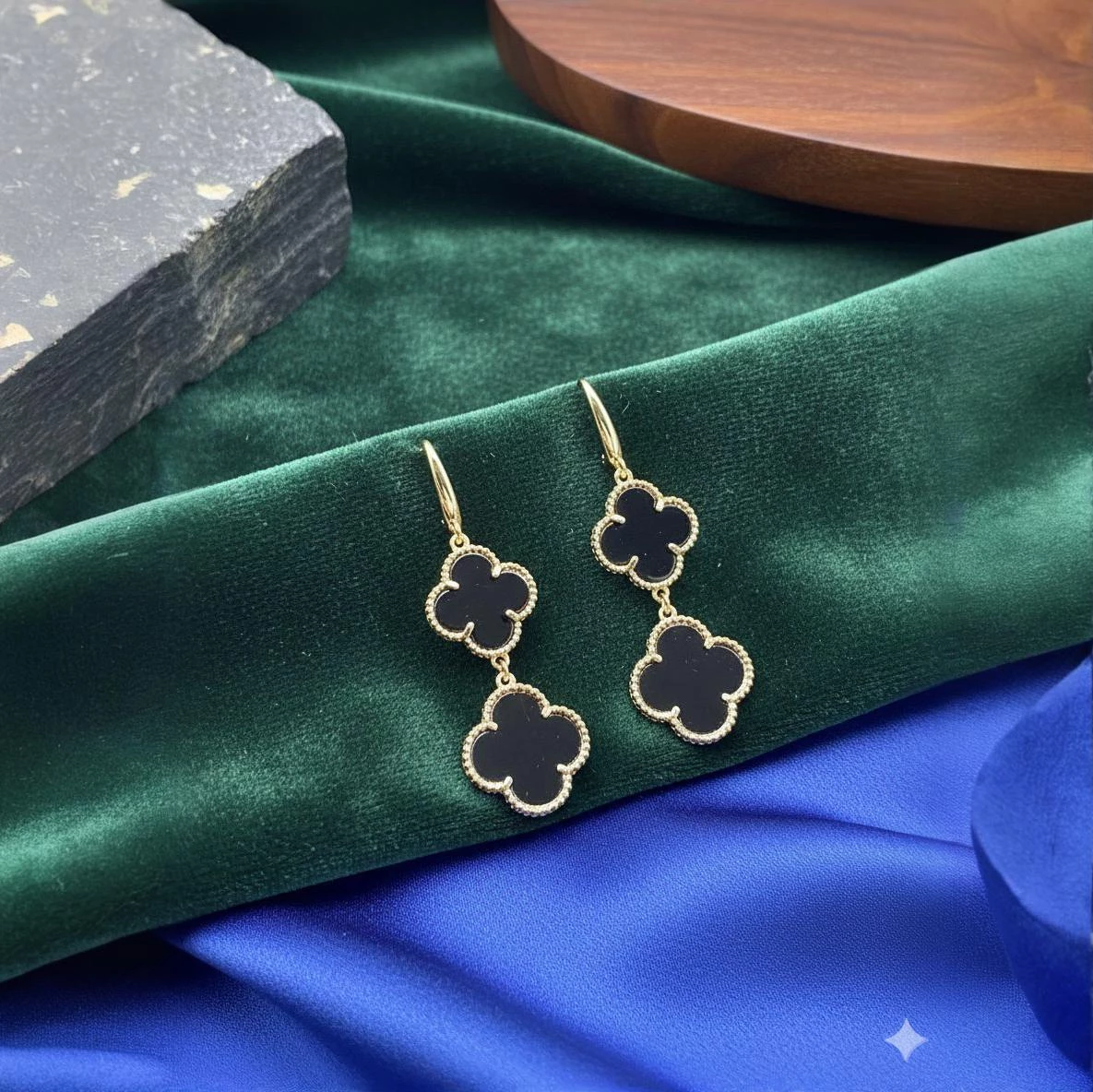 İkiqat Qara Yonca Sırğalar (Premium Model)