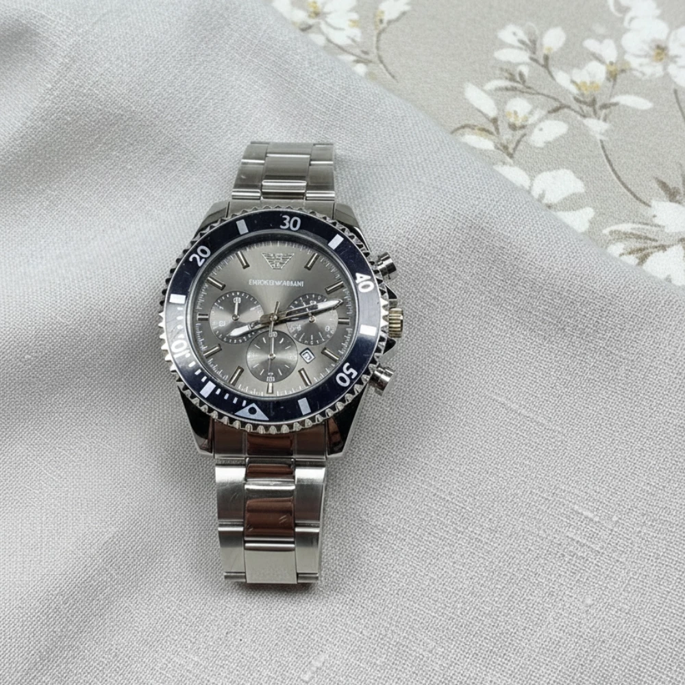 Kişi Polad Xronoqraf Saat – Premium Silver