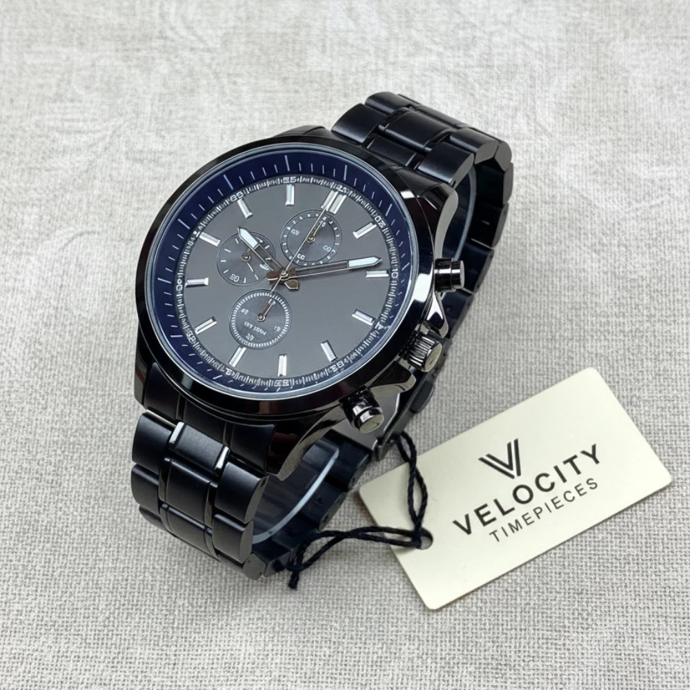 Velocity Classic Black Chronograph Kişi Saatı