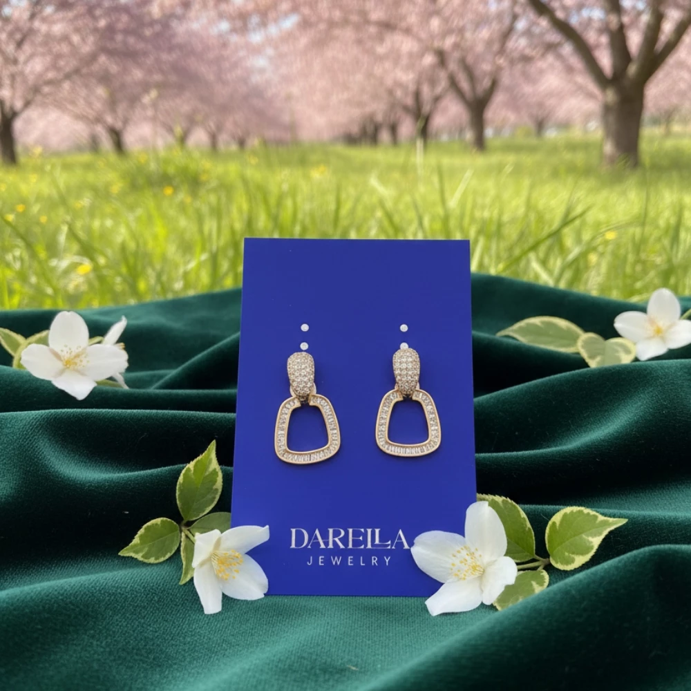 Parlaq Daşlı Geometrik Sırğalar