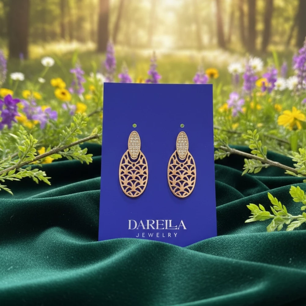 Ajurlu Naxışlı Qızılı Sırğalar