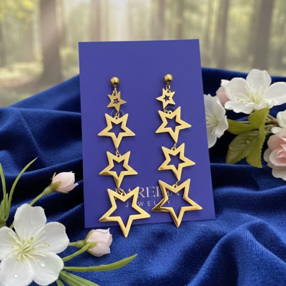 Ulduz fasonlu qızılı asma sırğalar