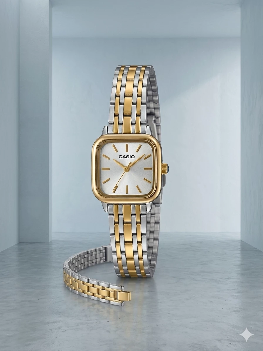 Casio Vintage Kvadrat Korpuslu İkirəngli Qadın Qol Saatı